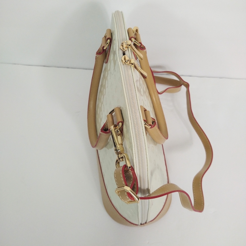 Arcadia cream and tan leather satchel bag - Picture 4 of 12